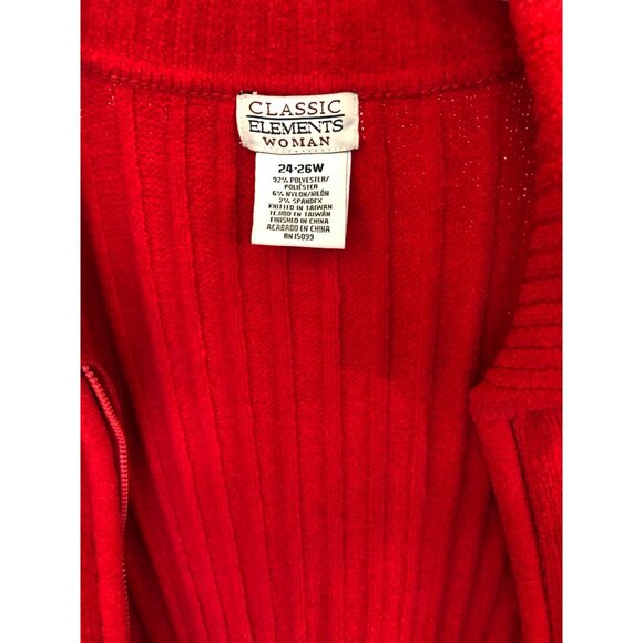 Vintage Classic Elements Woman Red Zip up Sweater Pre-Owned Size 24-26W - Picture 2 of 9